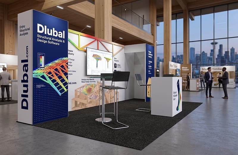 Messestand #908 von Dlubal Software auf der International Mass Timber Conference 2026, Portland, Oregon