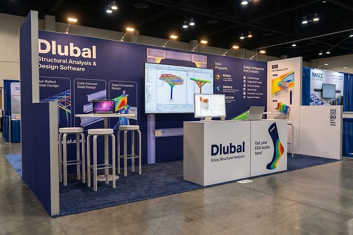 Stánek Dlubal Software #1008 – 3D vizualizace, NASCC 2026, Georgia World Congress Center, Atlanta