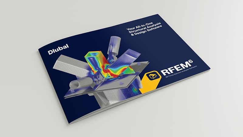 Titelseite der RFEM 6 Produktbroschüre – gestaltet von Martin Motlík für Dlubal Software