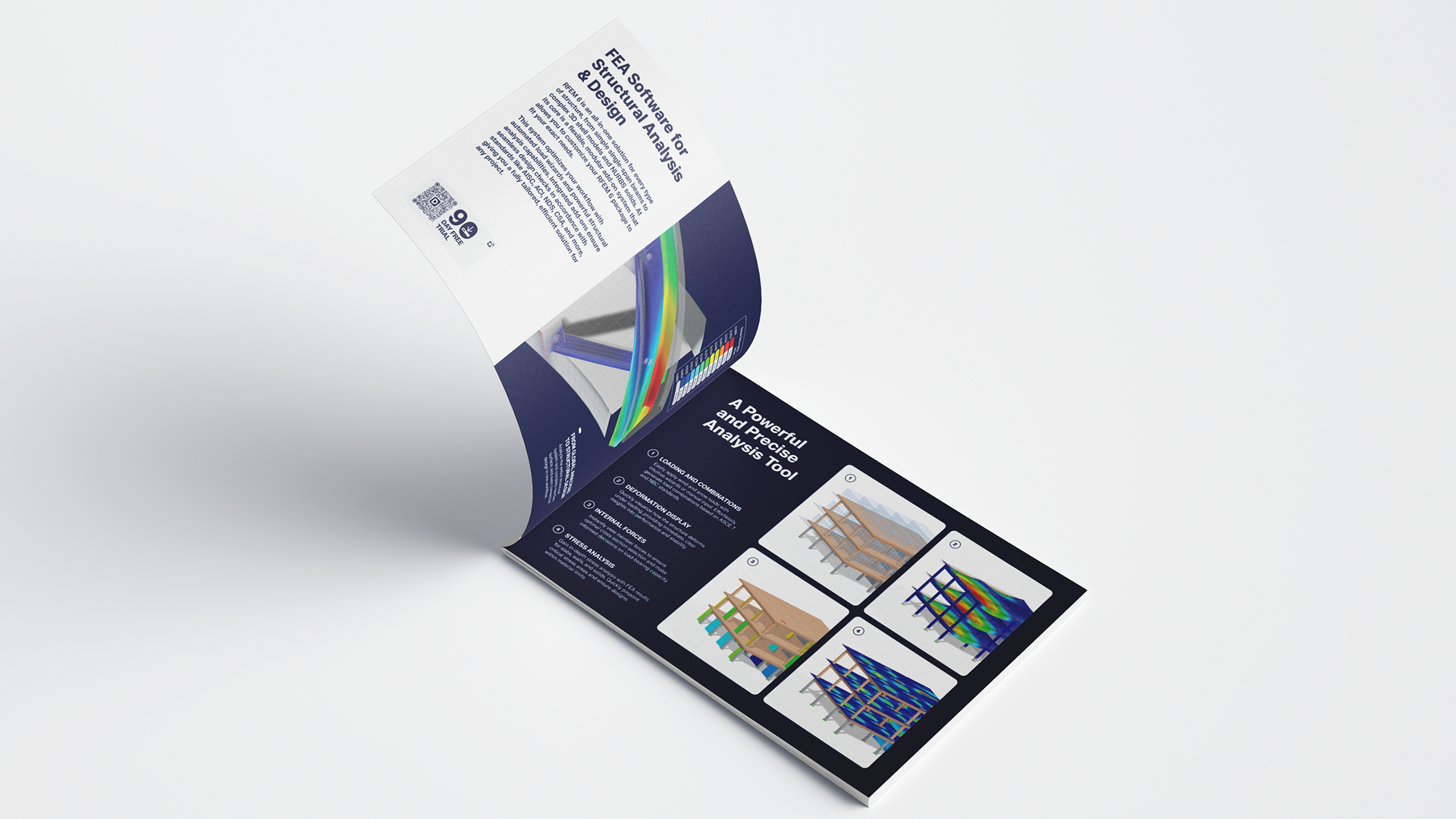 RFEM 6 product brochure page spread 2 — designed by Martin Motlík for Dlubal Software US market