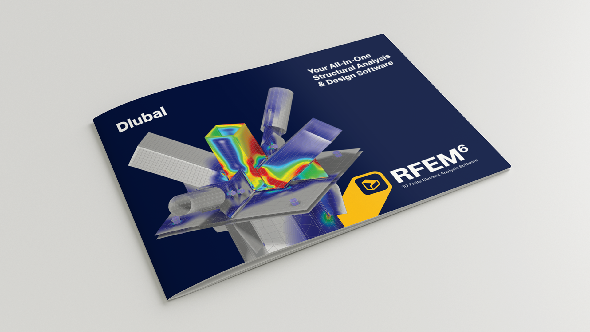RFEM 6 product brochure cover — designed by Martin Motlík for Dlubal Software US market